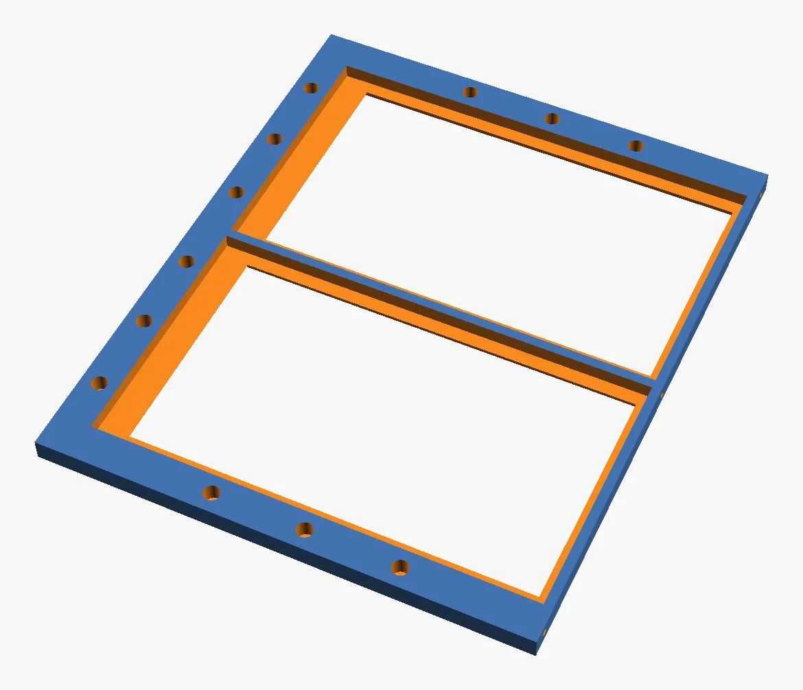 The back of one face-plate half, showing the glass pockets